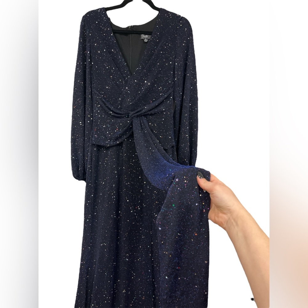 NWT AQUA Navy Shimmery Twist Front Gown - Bloomingdales Exclusive